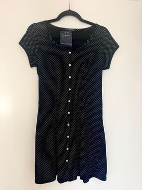 Brandy Melville Black & White Dot Button-Front Mini Dress